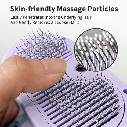 Pecait 3-in-1 Self-Cleaning Brush for Shedding Dogs and Cats - Removes Static, Tangles, and Loose Hair (Purple)