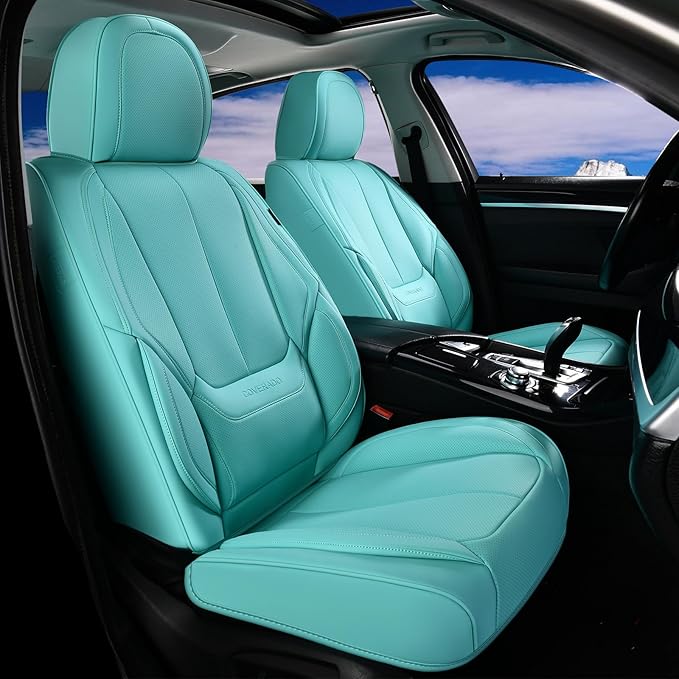 Coverado Car Seat Covers Full Set, Car Seat Protector Waterproof, Nappa Leather Car Seat Cushion, Seat Covers for Cars, Front Seats and Back Universal Fit for Most Cars