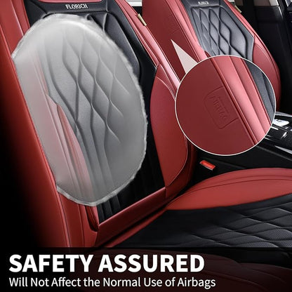 FLORICH Front Car Seat Cover Universal Fit for Most Cars, Red Seat Cover Waterproof Protector, Airbag Compatible, Universal Fit for SUVs, Vans, Trucks,Red&Black