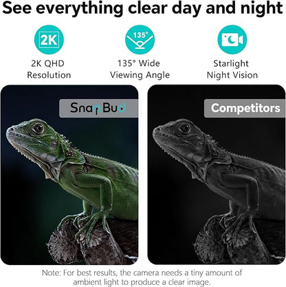 3MP 2K AI Reptile & Aquarium Camera with Angle Magnetic Mount, Close-Focus Lens for Fish Tank Terrarium Lizard Snake Pet, 2.4G&5GHz WiFi, 24/7 Recording, Anti-Glare & No Reflection