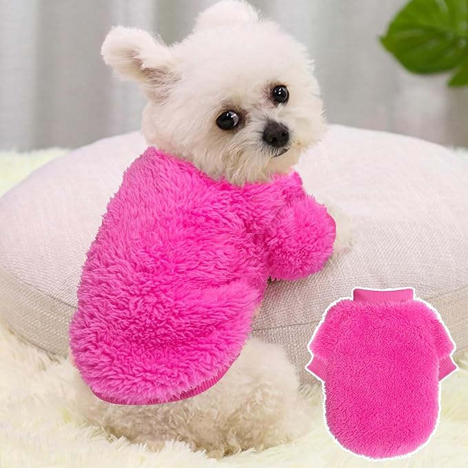 2 Pieces Dog Sweaters for Small Dogs Girl Fall Winter Warm Puppy Clothes Fleece Chihuahua Sweater Cute Small Pet Clothes for Puppy Cat, Medium