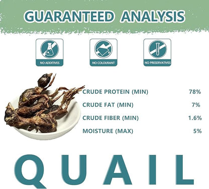 Freeze Dried Little Quail, 4.5 Oz Quail Dogs Cat Treats, Single Ingredient Freeze Dried Cat and Dog Treats Delicious Training Snacks, Natural Food Healthy Animal Protein Pet Food