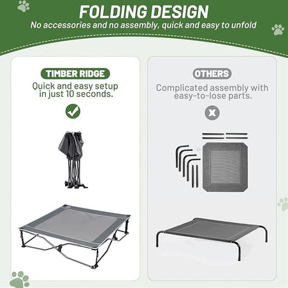 TIMBER RIDGE Outdoor Dog Bed, Cooling Elevated Pet Bed Portable Raised Dog Bed with Breathable Mesh, Dog Bed Foldable Dog Cot for Indoor & Outside, Grey