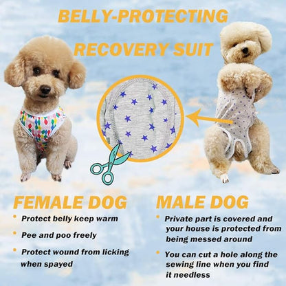Dog’s Recovery Suit Post Surgery Shirt for Puppy, Wound Protective Clothes for Little Animals(red spot-l)