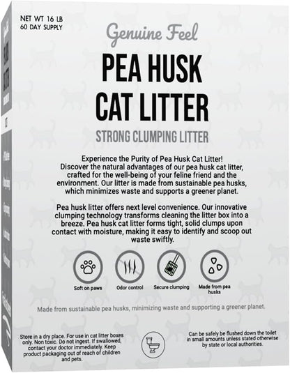 Premium Pea Husk Scented Cat Litter for Happy and Healthy Cats. (15 lbs)(Natural/Unscented)
