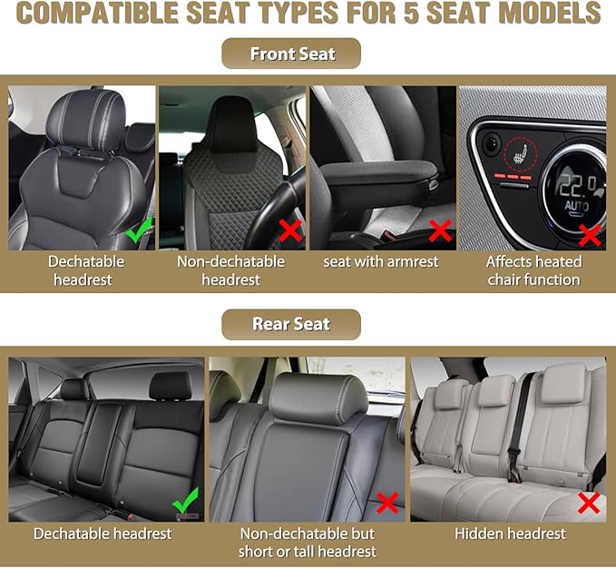 Nilight 5 Car Seat Covers Waterproof Faux Leather Cushions Anti-Slip Universal Fit for 5 Passenger Cars Kia Civic Corolla Hyundai Honda Camry CR-V RAV4 Fusion SUV Truck (Full Set, Black-Blue)