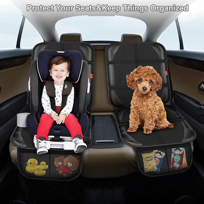 XHYANG Car Seat Protector,Auto Car Seat Protectors Baby Carseat Waterproof Durable 600D Fabric for Child Baby Car Seat Mat Vehicle Pet Cover 2 Storage Pockets (1 Pack)