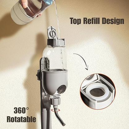 Automatic Pet Food Water Dispenser, Auto Gravity Pet Feeder Water Bottle Set for Crate Cage for Puppy Cat Rabbit Guinea Pigs Chinchilla Ferret Hedgehog (Grey)
