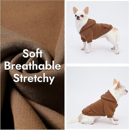 1 Pack Dog Hoodie Warm Hood Dog Sweater Cold Weather Small Dogs Sweatshirt Comfort Pet Clothes for Small Medium Dogs with Pockets Cats Chihuahua Clothes for Male Female Girl Boy Sporty Daily Wear