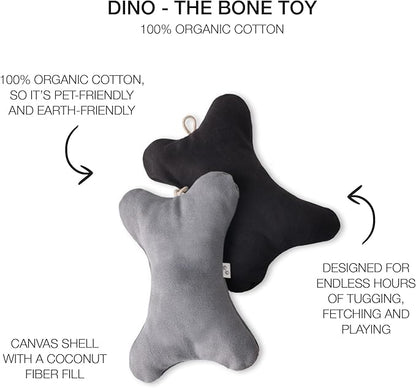 Pet Passion 2-Pack Stuffed Bones Dog Toys Durable Cotton Canvas with Coconut Fill for All Pet Breeds, Gray Ombre, One Size