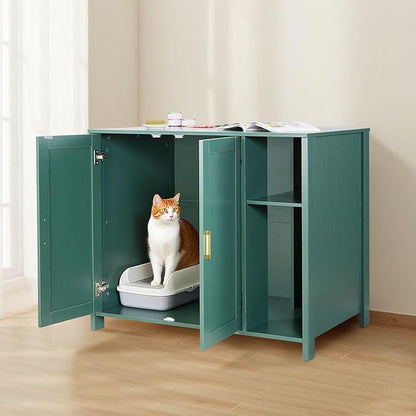 VEVOR Cat Enclosure, 41.3 in Self Cleaning Litter Box Cabinet, with Drawer & Detachable Divider, Automatic Litterbox Enclosure with Built-in Power Outlet, Fits Most Smart Litterboxes