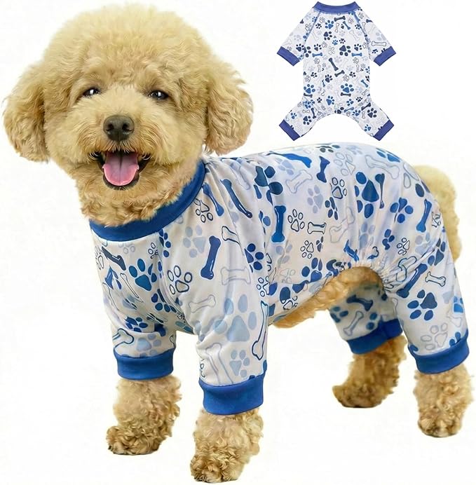 Vet-Approved Calming Dog Pajamas Onesie | High-End Hypoallergenic Polyester | Ultra-Premium & Cute for Puppy, Small Dogs Holiday Clothes & Recovery Suit | All-Season XS