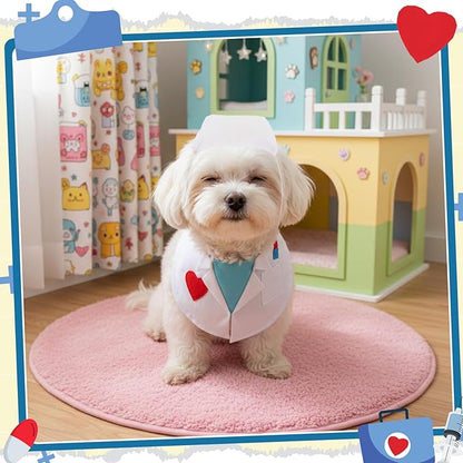 Hillban Dog Doctor Costume Pet Doctor Nurse Cosplay Costume for Large Dogs Cats Puppy Funny Pet Costumes Cosplay Party Vet Clothing Nurse Outfit Cat Apparel Cute Uniform (M)