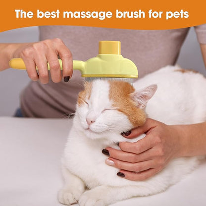Cat Hair Brush & Dog Brush, Deshedding Brush for Long or Short Haired Pets, Removes Loose Fur, Durable Stainless Steel & ABS Design (yellow 2pcs)