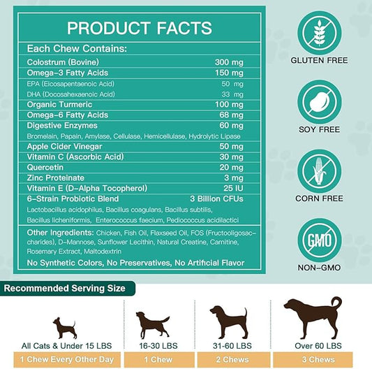 NATURE TARGET Dog Allergy Relief Freeze Dried Chews, with Probiotics, Colostrum for Immune Health, Anti Itch & Seasonal Allergies & Scratching, Omega 3 for Skin & Coat Health, Pawlicking, Hot Spots