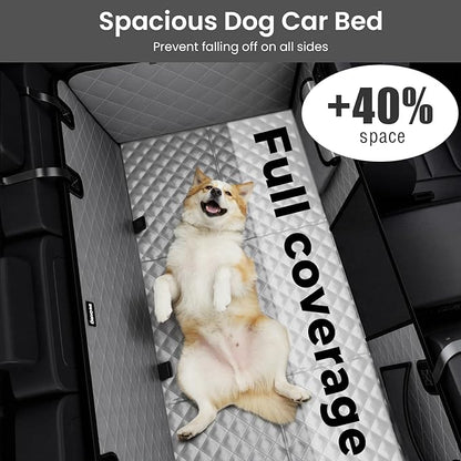 Back Seat Extender for Dogs 57 * 28.7 in, Upgraded Sofa Leather Dog Car Seat Cover for Back Seat, Foldable in the Car, Hard PVC Panels Bottom Support to 330 lbs, Full Coverage for Full Size Truck/SUV