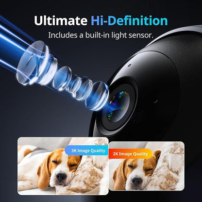 SwitchBot 3K/5MP Indoor Camera - Pan/Tilt Baby & Pet Monitor, 2.4G Wi-Fi, Night Vision, 2-Way Audio, 360° Tracking, Privacy Mode, Alexa, Cloud & SD Storage.