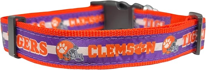 Pets First Collegiate PET Collar OLD VERSION Clemson Tigers Dog Collar, Size Large. Best Sports Team Collar for Dogs & Cats. A Shiny & Colorful Dog & Cat Collar Licensed by The NCAA