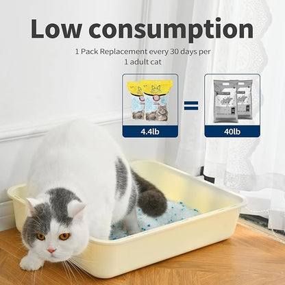 ABCPET Cat Litter Crystals No Clumping Odor Control Kitty Litter Non-Clumping No scooping Low Dust, Low Tracking, Dehydrates Waste - 25.8 lbs (4 Unscented & 2 Lavender)