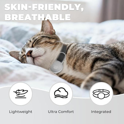 AirTag Cat Collar, Ultra Elastic Cat Tracker Collar (Black) | Compatible with Apple Air Tag Holder, Lightweight, Scratch Resistant, Stepless Adjustable Pet Tracking Collars for Cat Kitten