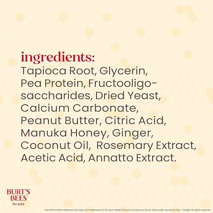 BURT'S BEES FOR PETS Dental Treats for Dogs with Manuka Honey & Ginger, Holistic, Plant-Based Oral Care, 98% Natural Origin Formulas, Peanut Butter Flavor, Dog Treats Medium Dogs, Sz Md/Lg 5ct, 7 oz