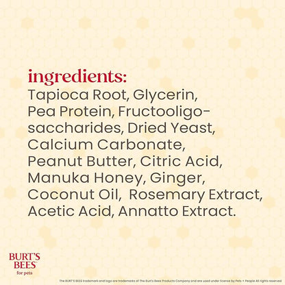 BURT'S BEES FOR PETS Dental Treats for Dogs with Manuka Honey & Ginger, Holistic, Plant-Based Oral Care, 98% Natural Origin Formulas, Peanut Butter Flavor, Dog Treats Medium Dogs, Sz Md/Lg 5ct, 7 oz