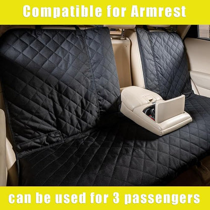 Dog Car Seat Cover, Deluxe Waterproof Pet Back Carseat Protector for Cars, SUVs, Trucks, Nonslip and Easy Cleanup Backseat Pet Cover for Automotive Rear Bench (Black)