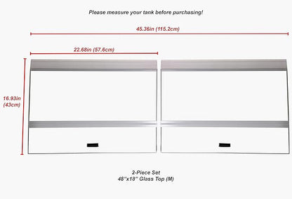 H2Pro Glass Canopy 2Piece Set for Marineland Perfecto 70/75/90/110 Gallon 48x18 Aquarium Fish Tank (Eachpiece Measure 22.68 x 16.93 x 0.16in), White, One Pack