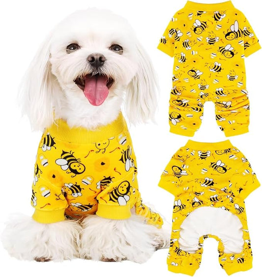 Paiaite Dog Pajamas Onesie: Comfortable Four-Legged Apparel for Small, Medium, & Large Dogs, Polyester Material for Comfort, Wrinkle Resistance, Moisture Wicking, Stretchiness Cute Bee XXL