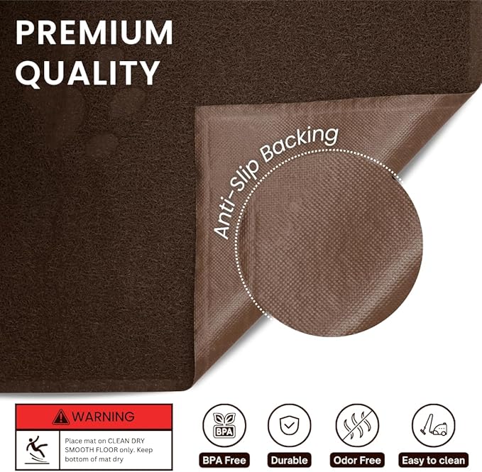 Andalus Small Cat Litter Mat, Pack of 1 - Waterproof, Non-Slip & Easy to Clean Cat Litter Box Mat for Extra Efficient Pet Litter-Trapping, Brown (15.75” X 11.75”)