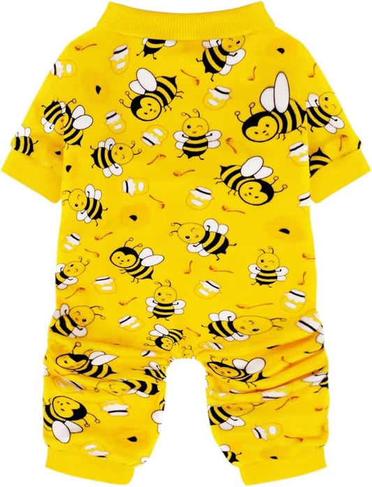 Paiaite Dog Pajamas Onesie: Comfortable Four-Legged Apparel for Small, Medium, & Large Dogs, Polyester Material for Comfort, Wrinkle Resistance, Moisture Wicking, Stretchiness Cute Bee S