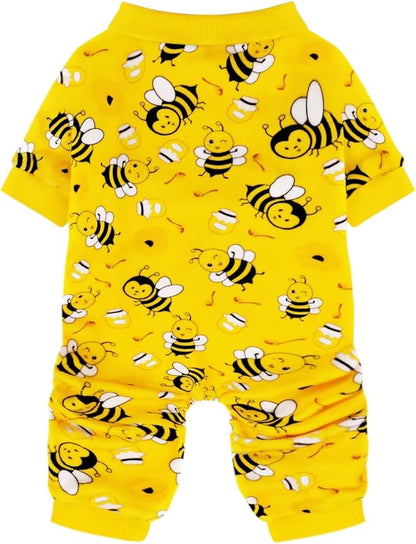 Paiaite Dog Pajamas Onesie: Comfortable Four-Legged Apparel for Small, Medium, & Large Dogs, Polyester Material for Comfort, Wrinkle Resistance, Moisture Wicking, Stretchiness Cute Bee L