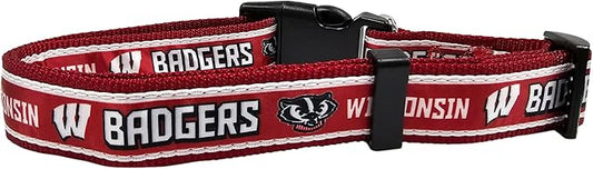 Pets First Collegiate PET Collar NEW VERSION Wisconsin Badgers Dog Collar, Size Medium. Best Sports Team Color for Dogs & Cats. A Shiny & Colorful Dog & Cat Collar Licensed by The NCAA