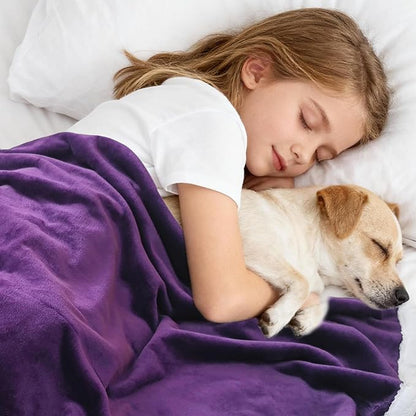 Waterproof Dog Blanket for Couch – Double Sided Washable Cat Puppy Blanket, Durable Furniture Protector for Dogs and Cats, Purple White L(60×50)"