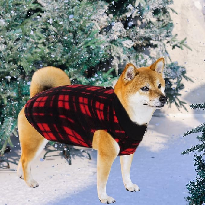Rbenxia 4 Pieces Buffalo Plaid Dog Sweaters with Leash Ring Soft Fleece Vest Dog Pullover Warm Jacket Pet Dog Clothes Winter Dogs Outfits for Small Puppy Cat Pets (XX-Large)