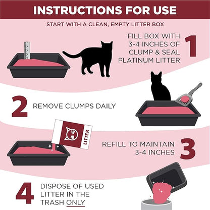 ARM & HAMMER Clump & Seal Platinum Cat Litter, Multi-Cat Clumping Litter Forms Rock-Hard Clumps, Powerful Odor Eliminators with Baking Soda, 14-Day Odor Control, 37 lbs