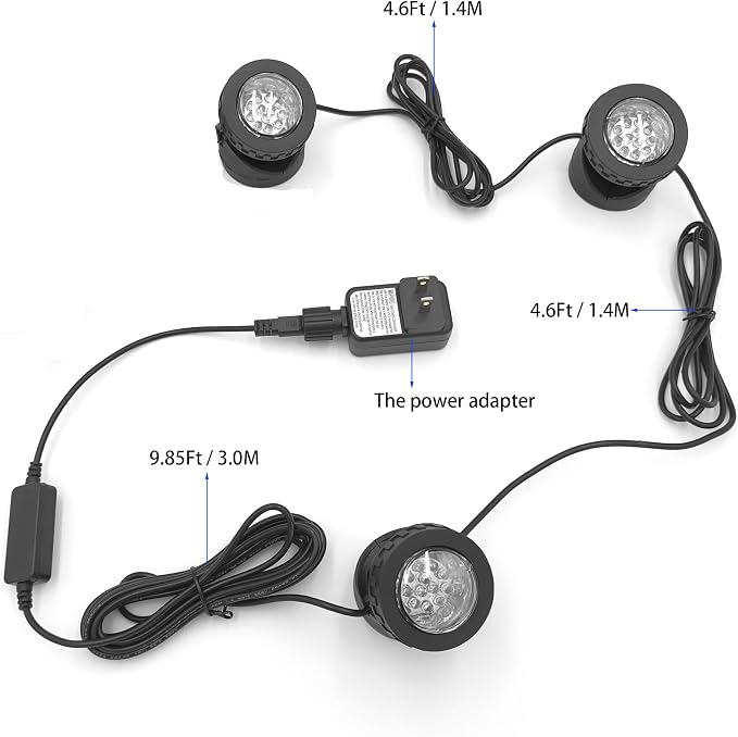 Colored Pond Lights with Timer, APP Control RGB Fountain Light IP68 Waterproof, Dimmable Outdoor Landscape Lights for Fish Tank Pond Fountain Garden (3 Lights)