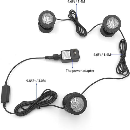 Colored Pond Lights with Timer, APP Control RGB Fountain Light IP68 Waterproof, Dimmable Outdoor Landscape Lights for Fish Tank Pond Fountain Garden (3 Lights)
