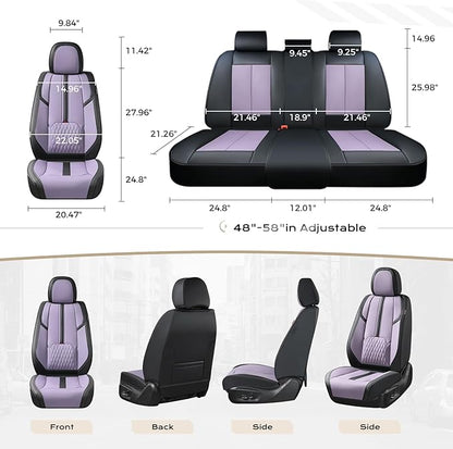 Coverado Front Seat Covers, 2 Pack Waterproof Seat Cover for Cars, Faux Leather Seat Covers with Lumbar Support, Car Seat Protectors Driver Car Seat Cushion Universal Fit for Most Cars (Black&Purple)