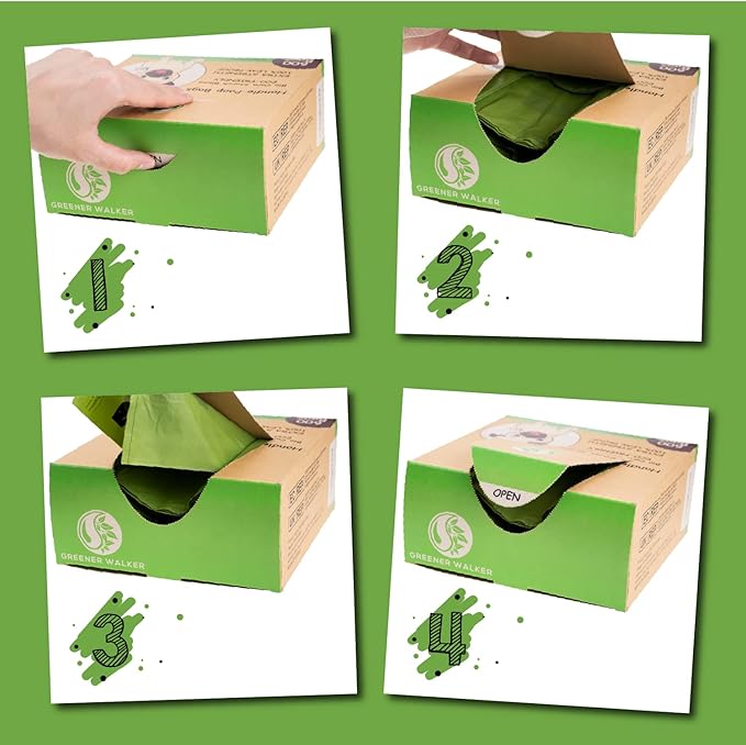Greener Walker Poop Bags for Dog Waste-300 Bags,Extra Thick Strong 100% Leak Proof Biodegradable Dog Waste Bags(Green)