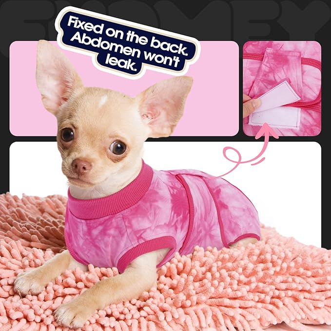 FUAMEY Surgery Recovery Suit for Medium Dogs,Dog Surgery Suit Female Spay Male Dogs Neuter Recovery Shirt Dog Onesie Anti Licking Abdominal Wounds Pet Bodysuit Skin Conditions Rose Dye M