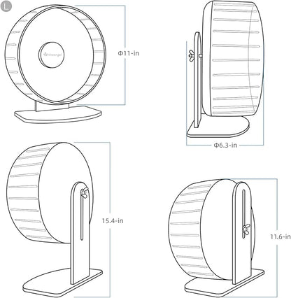 Niteangel Super-Silent Hamster Exercise Wheels: - Quiet Spinner Hamster Running Wheels with Adjustable Stand for Hamsters Gerbils Mice Or Other Small Animals (L, White)