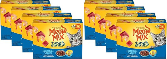 Meow Mix Tenders in Sauce Wet Cat Food,Tuna & Shrimp,2.75 Ounce Cup,(Pack of 96)