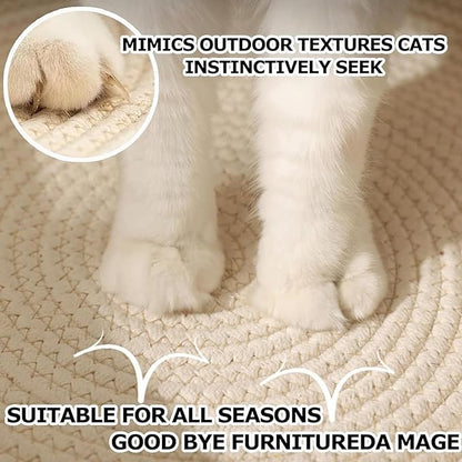 Instinct Basket, Stimulicat Cat Bed, Stimulicat Cat Bed Rope Cotton with Cushion, Eliminates Bed Rejection Round Pet Basket, Boho Catbed for Cats Handwoven Scratchable Breathable Weave (Large)