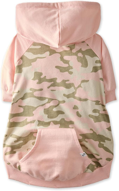 Pet Passion Rocky – The Original Lightweight Hooded Tee 100% Organic Cotton Dog Hoodie Pet Coat Sweater for All Sized Dogs, Pink Half Camo, Medium (20-45 lbs)