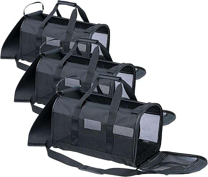 Petmate Soft-Sided Kennel Cab Pet Carrier, Black, for Dogs and Cats Up to 15 Pounds (Pack of 3)