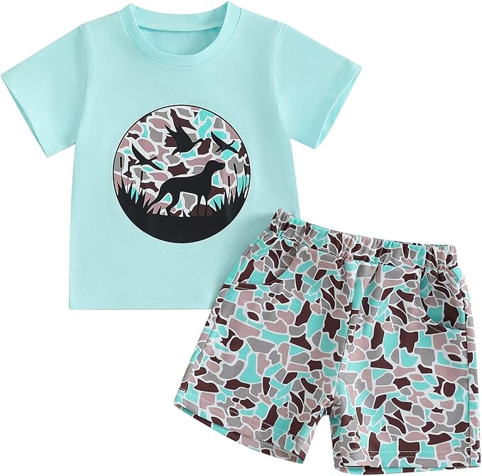 Toddler Baby Boy Clothes 6 12 18 24 Months Summer Outfit Short Sleeve T-Shirt Tops Camo Shorts Set 2T 3T 4T