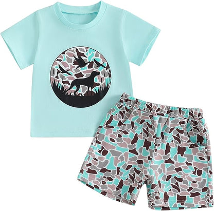 Toddler Baby Boy Clothes 6 12 18 24 Months Summer Outfit Short Sleeve T-Shirt Tops Camo Shorts Set 2T 3T 4T
