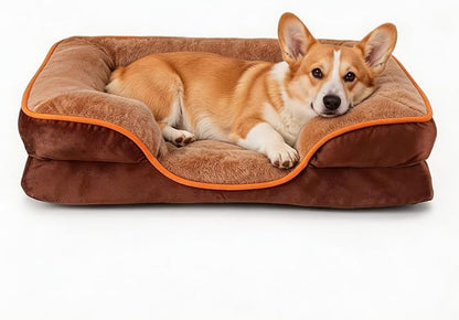 NEWBULIG 35x25 Inch Orthopedic Dog Bed Large Sized, Dog Couch/Sofa Bed with Washable Cover, Waterproof, Memory Foam, Soft Fluffy Surface