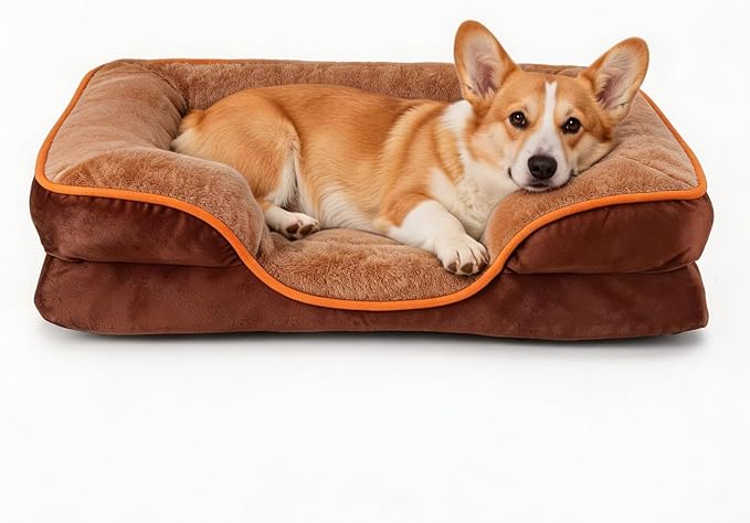 NEWBULIG 42x32 Inch Orthopedic Dog Bed Large Sized, Dog Couch/Sofa Bed with Washable Cover, Waterproof, Memory Foam, Soft Fluffy Surface